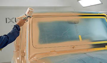 Custom color paint going on a vehicle